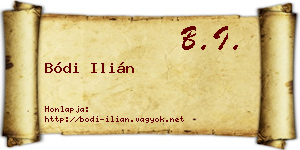 Bódi Ilián névjegykártya